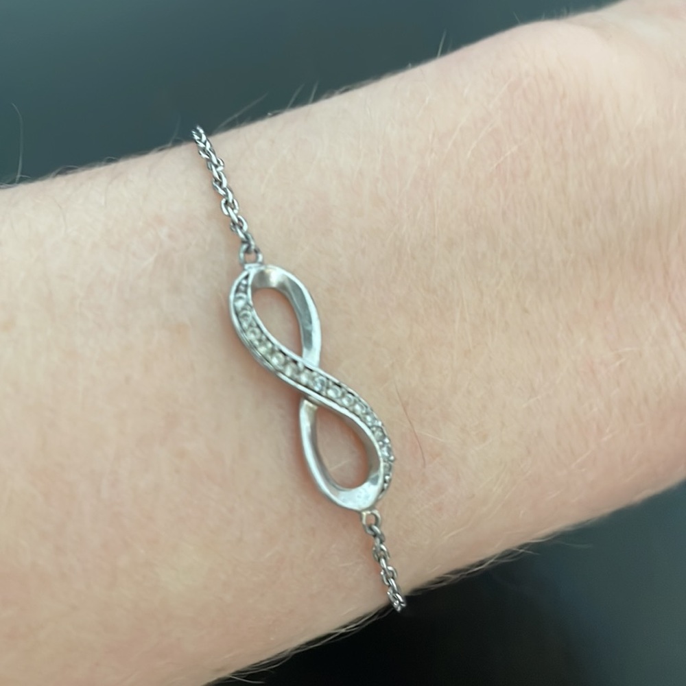 Stirling Silver Women’s Infinity Bracelet with Cubic Zirconia Stones
